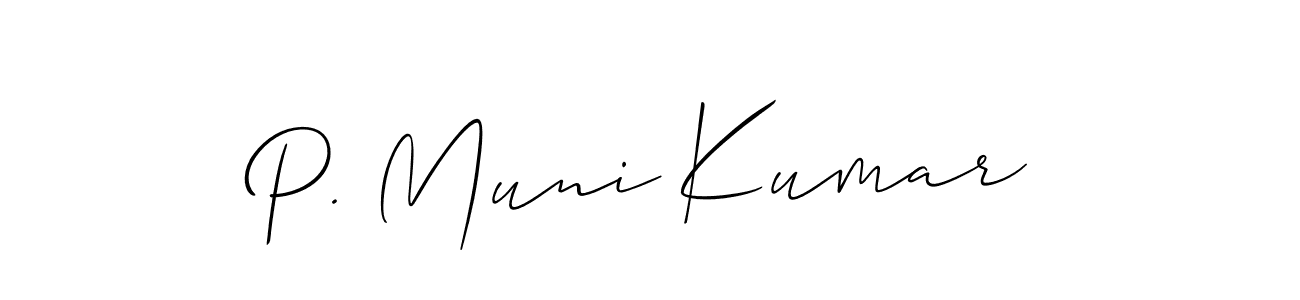 Make a short P. Muni Kumar signature style. Manage your documents anywhere anytime using Allison_Script. Create and add eSignatures, submit forms, share and send files easily. P. Muni Kumar signature style 2 images and pictures png