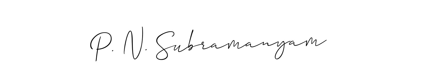 The best way (Allison_Script) to make a short signature is to pick only two or three words in your name. The name P. N. Subramanyam include a total of six letters. For converting this name. P. N. Subramanyam signature style 2 images and pictures png