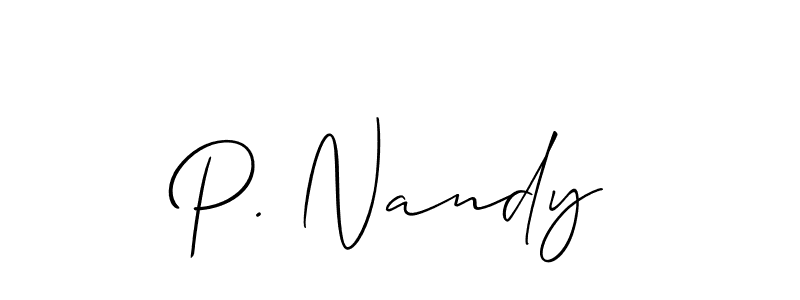 Allison_Script is a professional signature style that is perfect for those who want to add a touch of class to their signature. It is also a great choice for those who want to make their signature more unique. Get P. Nandy name to fancy signature for free. P. Nandy signature style 2 images and pictures png