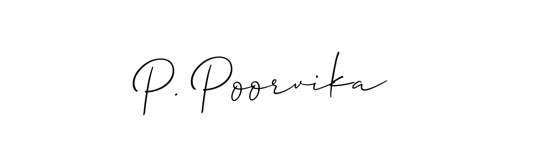 You can use this online signature creator to create a handwritten signature for the name P. Poorvika. This is the best online autograph maker. P. Poorvika signature style 2 images and pictures png