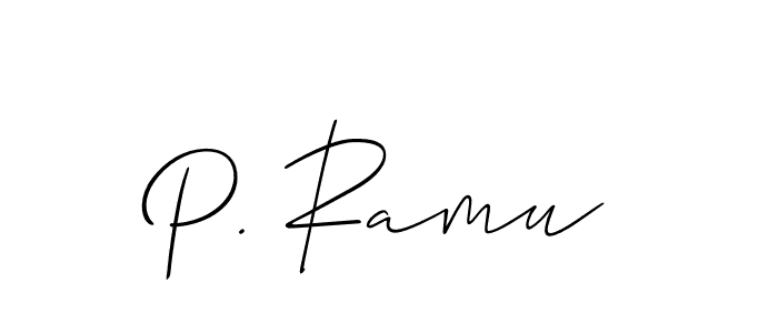 The best way (Allison_Script) to make a short signature is to pick only two or three words in your name. The name P. Ramu include a total of six letters. For converting this name. P. Ramu signature style 2 images and pictures png