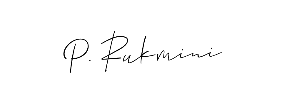 Use a signature maker to create a handwritten signature online. With this signature software, you can design (Allison_Script) your own signature for name P. Rukmini. P. Rukmini signature style 2 images and pictures png