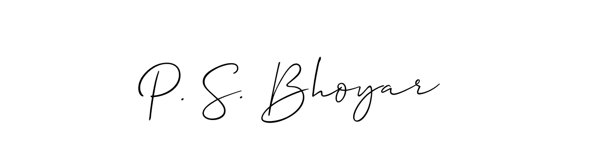 You should practise on your own different ways (Allison_Script) to write your name (P. S. Bhoyar) in signature. don't let someone else do it for you. P. S. Bhoyar signature style 2 images and pictures png