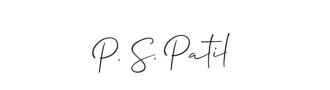 Use a signature maker to create a handwritten signature online. With this signature software, you can design (Allison_Script) your own signature for name P. S. Patil. P. S. Patil signature style 2 images and pictures png