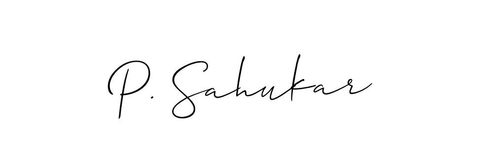 It looks lik you need a new signature style for name P. Sahukar. Design unique handwritten (Allison_Script) signature with our free signature maker in just a few clicks. P. Sahukar signature style 2 images and pictures png