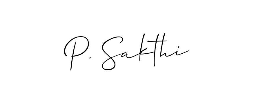 Design your own signature with our free online signature maker. With this signature software, you can create a handwritten (Allison_Script) signature for name P. Sakthi. P. Sakthi signature style 2 images and pictures png