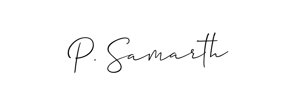 Make a short P. Samarth signature style. Manage your documents anywhere anytime using Allison_Script. Create and add eSignatures, submit forms, share and send files easily. P. Samarth signature style 2 images and pictures png