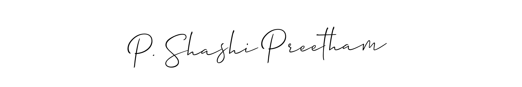 You should practise on your own different ways (Allison_Script) to write your name (P. Shashi Preetham) in signature. don't let someone else do it for you. P. Shashi Preetham signature style 2 images and pictures png