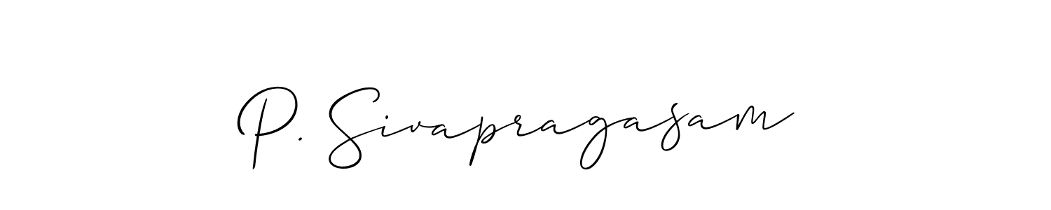 Make a short P. Sivapragasam signature style. Manage your documents anywhere anytime using Allison_Script. Create and add eSignatures, submit forms, share and send files easily. P. Sivapragasam signature style 2 images and pictures png