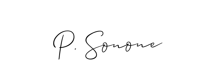 Allison_Script is a professional signature style that is perfect for those who want to add a touch of class to their signature. It is also a great choice for those who want to make their signature more unique. Get P. Sonone name to fancy signature for free. P. Sonone signature style 2 images and pictures png