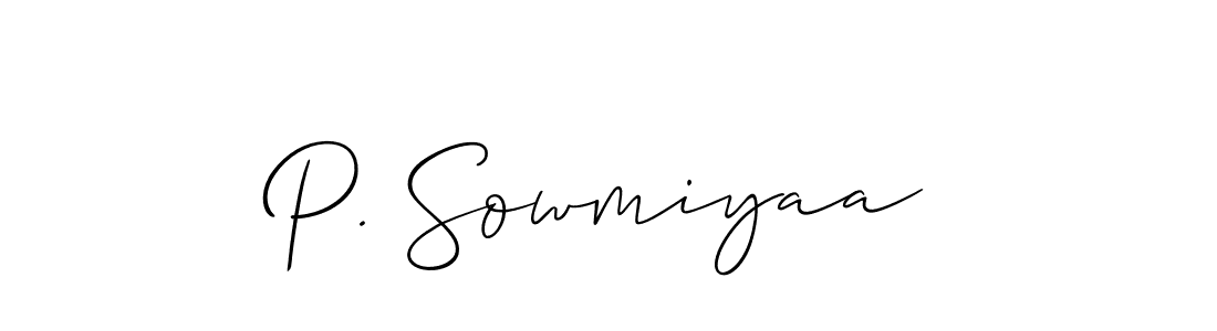 if you are searching for the best signature style for your name P. Sowmiyaa. so please give up your signature search. here we have designed multiple signature styles  using Allison_Script. P. Sowmiyaa signature style 2 images and pictures png