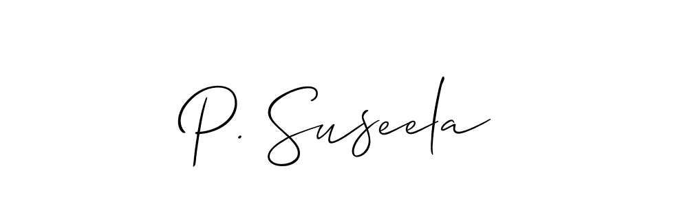 if you are searching for the best signature style for your name P. Suseela. so please give up your signature search. here we have designed multiple signature styles  using Allison_Script. P. Suseela signature style 2 images and pictures png