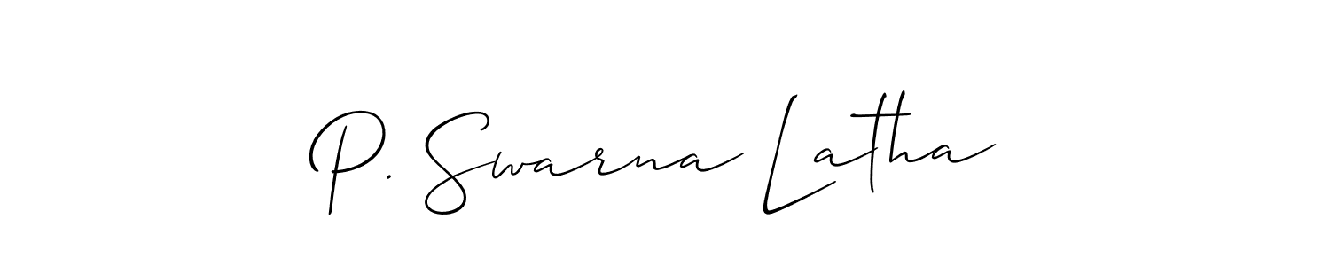 Make a short P. Swarna Latha signature style. Manage your documents anywhere anytime using Allison_Script. Create and add eSignatures, submit forms, share and send files easily. P. Swarna Latha signature style 2 images and pictures png