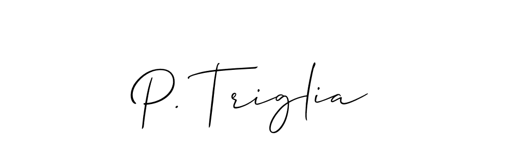 The best way (Allison_Script) to make a short signature is to pick only two or three words in your name. The name P. Triglia include a total of six letters. For converting this name. P. Triglia signature style 2 images and pictures png
