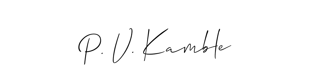 Also we have P. V. Kamble name is the best signature style. Create professional handwritten signature collection using Allison_Script autograph style. P. V. Kamble signature style 2 images and pictures png