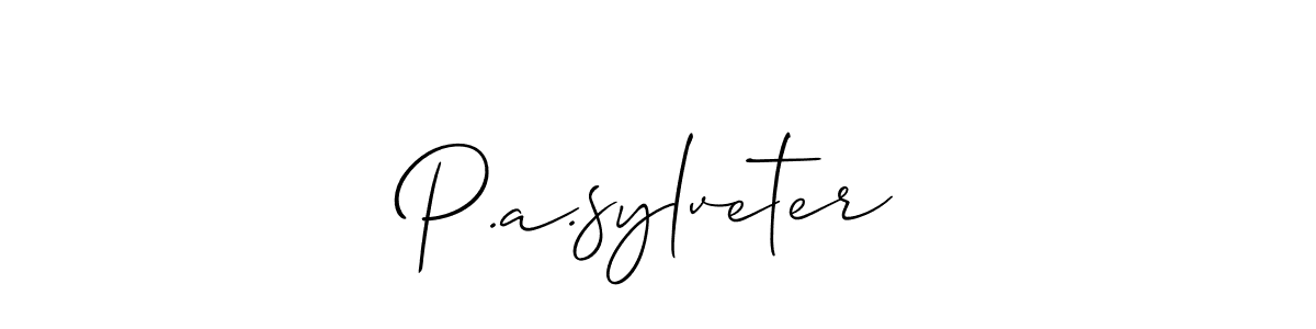 How to make P.a.sylveter name signature. Use Allison_Script style for creating short signs online. This is the latest handwritten sign. P.a.sylveter signature style 2 images and pictures png