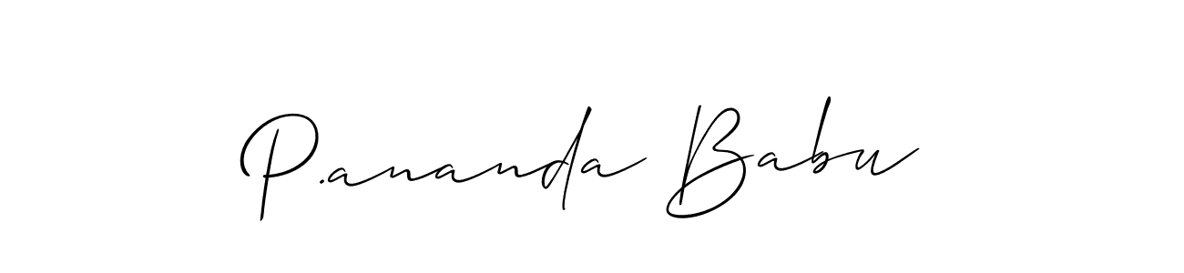 Use a signature maker to create a handwritten signature online. With this signature software, you can design (Allison_Script) your own signature for name P.ananda Babu. P.ananda Babu signature style 2 images and pictures png