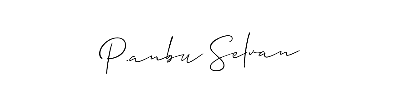 Allison_Script is a professional signature style that is perfect for those who want to add a touch of class to their signature. It is also a great choice for those who want to make their signature more unique. Get P.anbu Selvan name to fancy signature for free. P.anbu Selvan signature style 2 images and pictures png