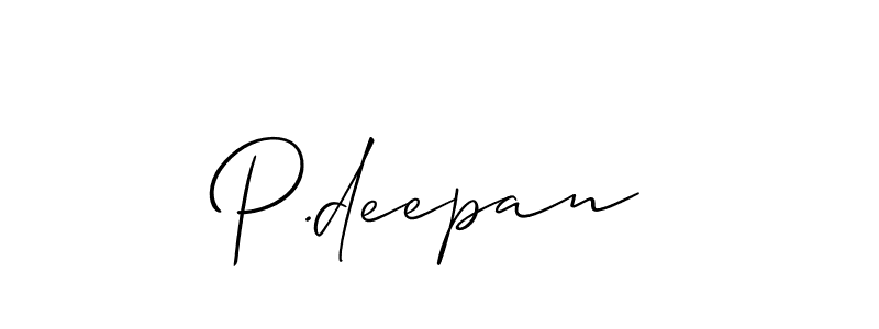 How to make P.deepan name signature. Use Allison_Script style for creating short signs online. This is the latest handwritten sign. P.deepan signature style 2 images and pictures png