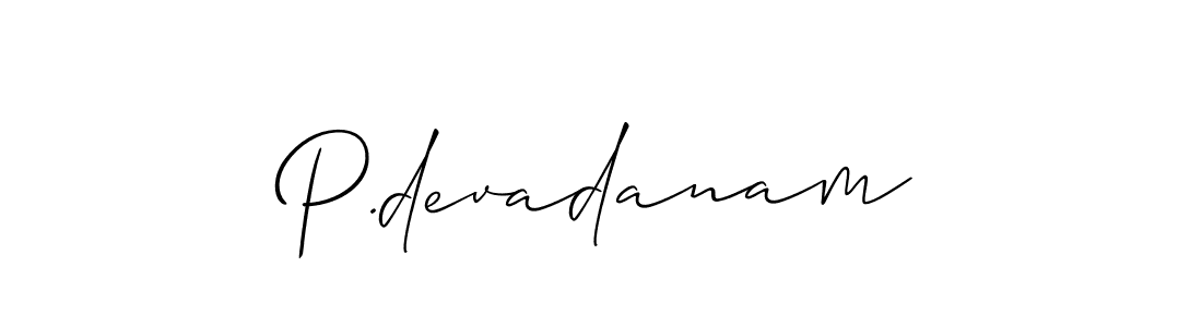Similarly Allison_Script is the best handwritten signature design. Signature creator online .You can use it as an online autograph creator for name P.devadanam. P.devadanam signature style 2 images and pictures png