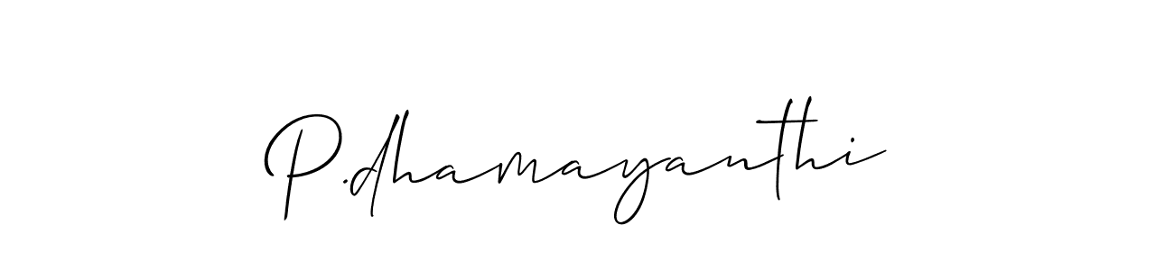 How to make P.dhamayanthi name signature. Use Allison_Script style for creating short signs online. This is the latest handwritten sign. P.dhamayanthi signature style 2 images and pictures png