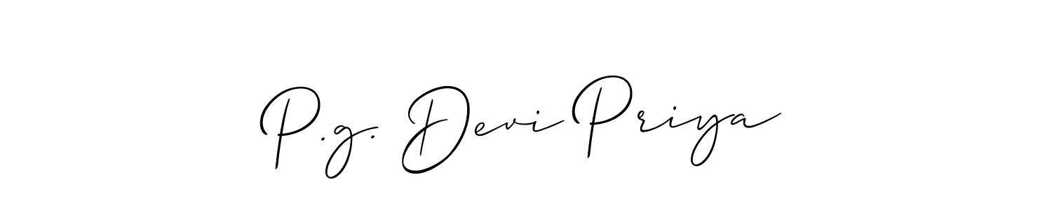 Make a short P.g. Devi Priya signature style. Manage your documents anywhere anytime using Allison_Script. Create and add eSignatures, submit forms, share and send files easily. P.g. Devi Priya signature style 2 images and pictures png
