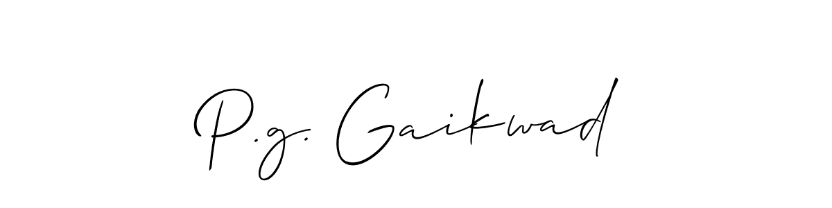 How to make P.g. Gaikwad signature? Allison_Script is a professional autograph style. Create handwritten signature for P.g. Gaikwad name. P.g. Gaikwad signature style 2 images and pictures png