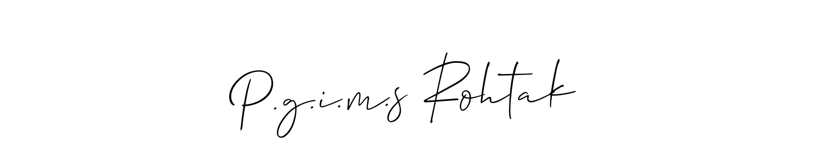 You can use this online signature creator to create a handwritten signature for the name P.g.i.m.s Rohtak. This is the best online autograph maker. P.g.i.m.s Rohtak signature style 2 images and pictures png