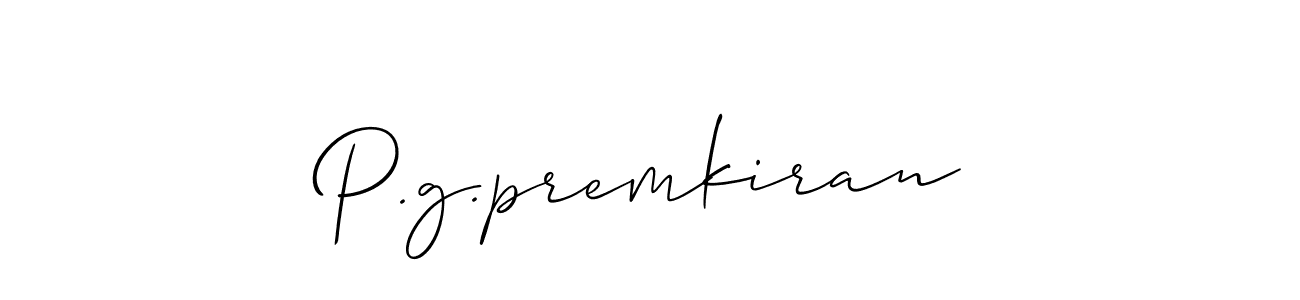 Create a beautiful signature design for name P.g.premkiran. With this signature (Allison_Script) fonts, you can make a handwritten signature for free. P.g.premkiran signature style 2 images and pictures png