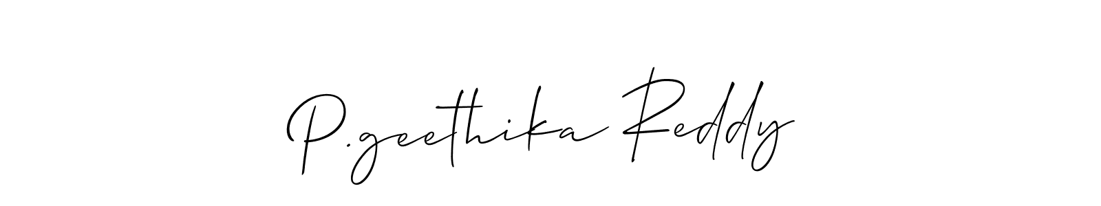 See photos of P.geethika Reddy official signature by Spectra . Check more albums & portfolios. Read reviews & check more about Allison_Script font. P.geethika Reddy signature style 2 images and pictures png