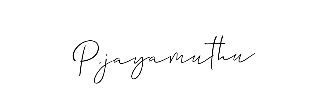 Make a beautiful signature design for name P.jayamuthu. With this signature (Allison_Script) style, you can create a handwritten signature for free. P.jayamuthu signature style 2 images and pictures png