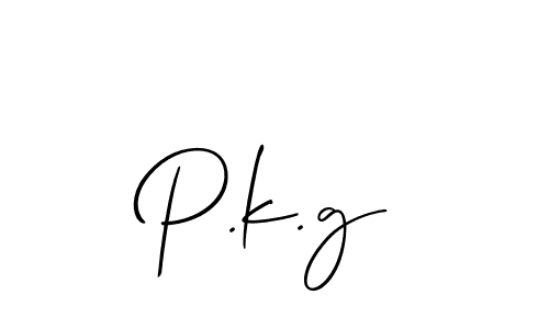 Make a beautiful signature design for name P.k.g. With this signature (Allison_Script) style, you can create a handwritten signature for free. P.k.g signature style 2 images and pictures png