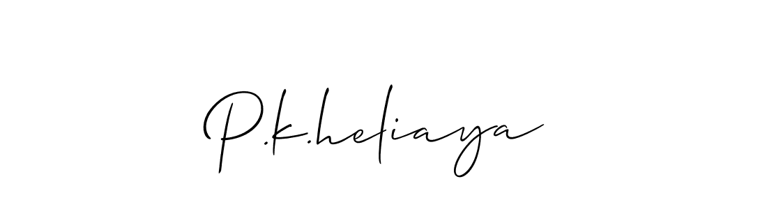 Design your own signature with our free online signature maker. With this signature software, you can create a handwritten (Allison_Script) signature for name P.k.heliaya. P.k.heliaya signature style 2 images and pictures png