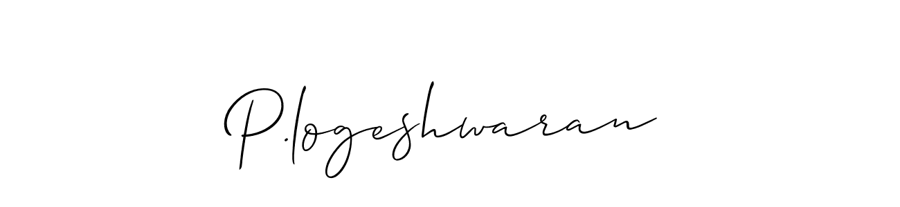 How to make P.logeshwaran name signature. Use Allison_Script style for creating short signs online. This is the latest handwritten sign. P.logeshwaran signature style 2 images and pictures png