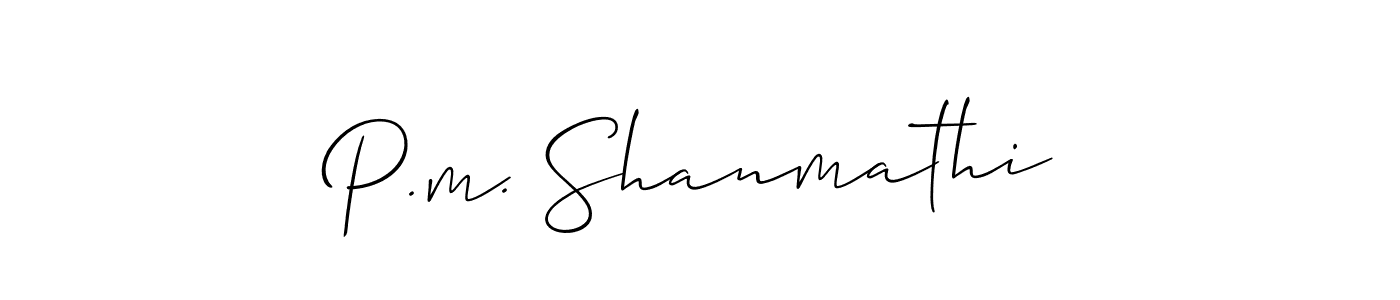 Create a beautiful signature design for name P.m. Shanmathi. With this signature (Allison_Script) fonts, you can make a handwritten signature for free. P.m. Shanmathi signature style 2 images and pictures png