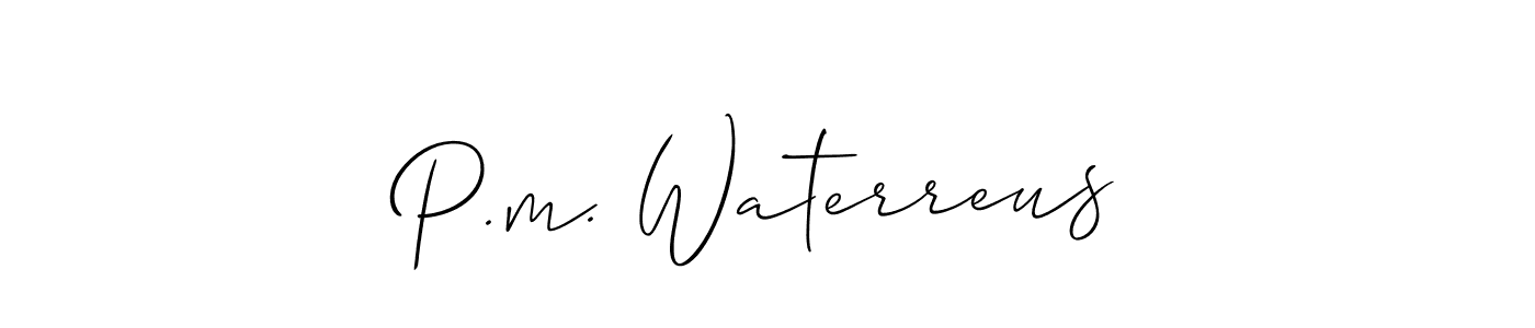 Also we have P.m. Waterreus name is the best signature style. Create professional handwritten signature collection using Allison_Script autograph style. P.m. Waterreus signature style 2 images and pictures png