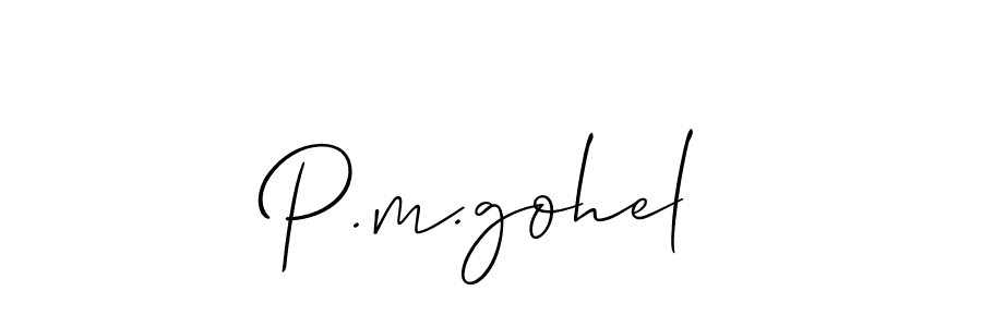 How to make P.m.gohel name signature. Use Allison_Script style for creating short signs online. This is the latest handwritten sign. P.m.gohel signature style 2 images and pictures png