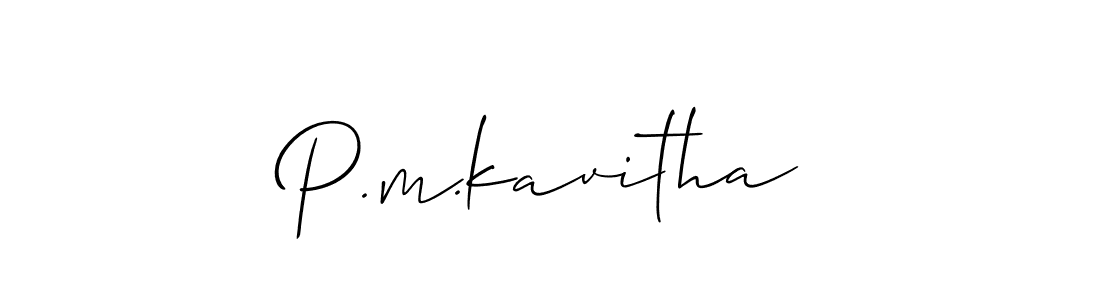 How to make P.m.kavitha name signature. Use Allison_Script style for creating short signs online. This is the latest handwritten sign. P.m.kavitha signature style 2 images and pictures png