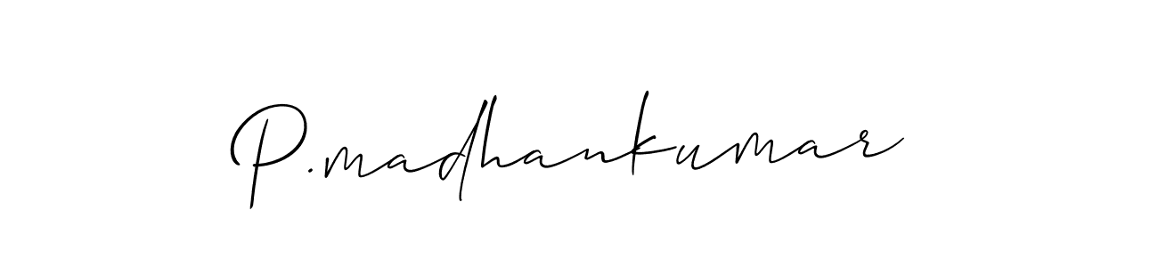 The best way (Allison_Script) to make a short signature is to pick only two or three words in your name. The name P.madhankumar include a total of six letters. For converting this name. P.madhankumar signature style 2 images and pictures png