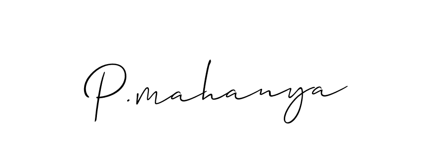 Use a signature maker to create a handwritten signature online. With this signature software, you can design (Allison_Script) your own signature for name P.mahanya. P.mahanya signature style 2 images and pictures png