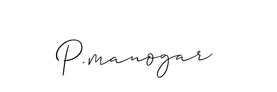 Allison_Script is a professional signature style that is perfect for those who want to add a touch of class to their signature. It is also a great choice for those who want to make their signature more unique. Get P.manogar name to fancy signature for free. P.manogar signature style 2 images and pictures png