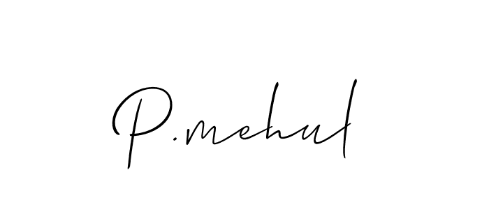 Also we have P.mehul name is the best signature style. Create professional handwritten signature collection using Allison_Script autograph style. P.mehul signature style 2 images and pictures png