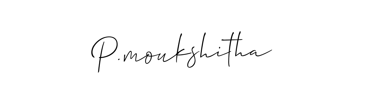 Allison_Script is a professional signature style that is perfect for those who want to add a touch of class to their signature. It is also a great choice for those who want to make their signature more unique. Get P.moukshitha name to fancy signature for free. P.moukshitha signature style 2 images and pictures png