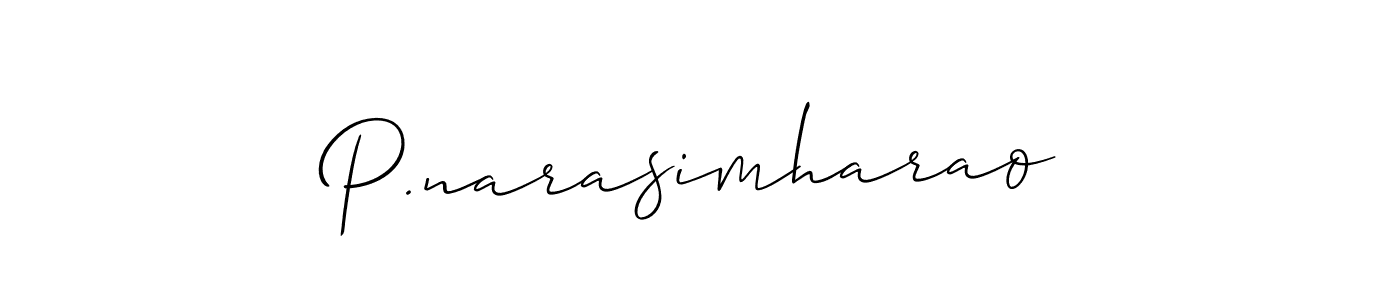 The best way (Allison_Script) to make a short signature is to pick only two or three words in your name. The name P.narasimharao include a total of six letters. For converting this name. P.narasimharao signature style 2 images and pictures png