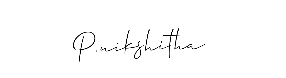 if you are searching for the best signature style for your name P.nikshitha. so please give up your signature search. here we have designed multiple signature styles  using Allison_Script. P.nikshitha signature style 2 images and pictures png