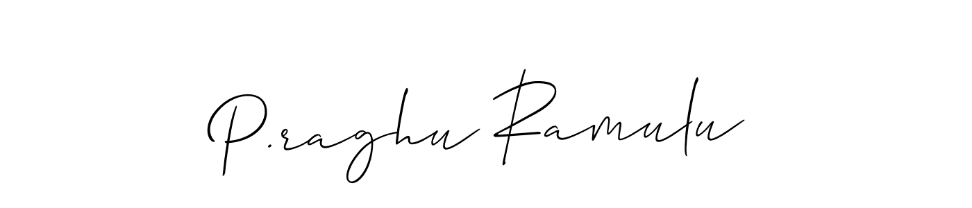 Use a signature maker to create a handwritten signature online. With this signature software, you can design (Allison_Script) your own signature for name P.raghu Ramulu. P.raghu Ramulu signature style 2 images and pictures png