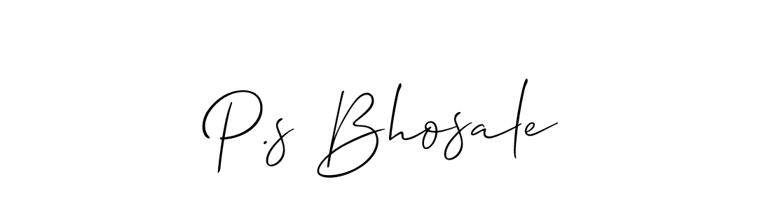 Design your own signature with our free online signature maker. With this signature software, you can create a handwritten (Allison_Script) signature for name P.s Bhosale. P.s Bhosale signature style 2 images and pictures png