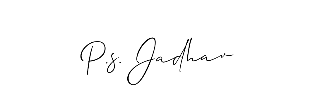 Also You can easily find your signature by using the search form. We will create P.s. Jadhav name handwritten signature images for you free of cost using Allison_Script sign style. P.s. Jadhav signature style 2 images and pictures png