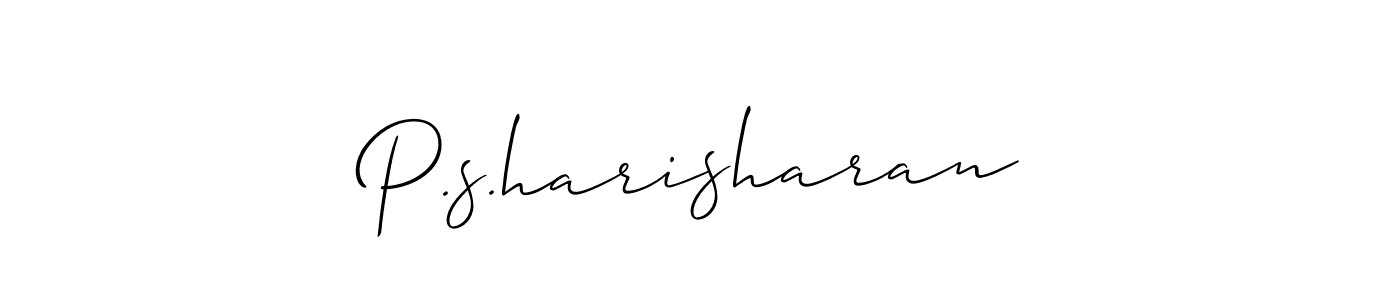 Use a signature maker to create a handwritten signature online. With this signature software, you can design (Allison_Script) your own signature for name P.s.harisharan. P.s.harisharan signature style 2 images and pictures png