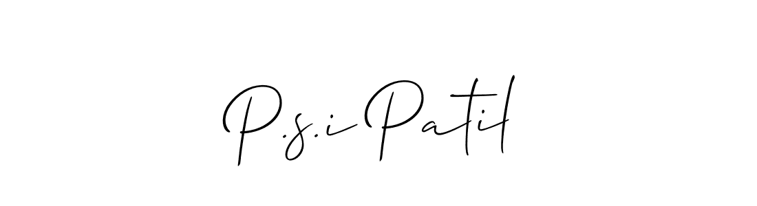 How to Draw P.s.i Patil signature style? Allison_Script is a latest design signature styles for name P.s.i Patil. P.s.i Patil signature style 2 images and pictures png